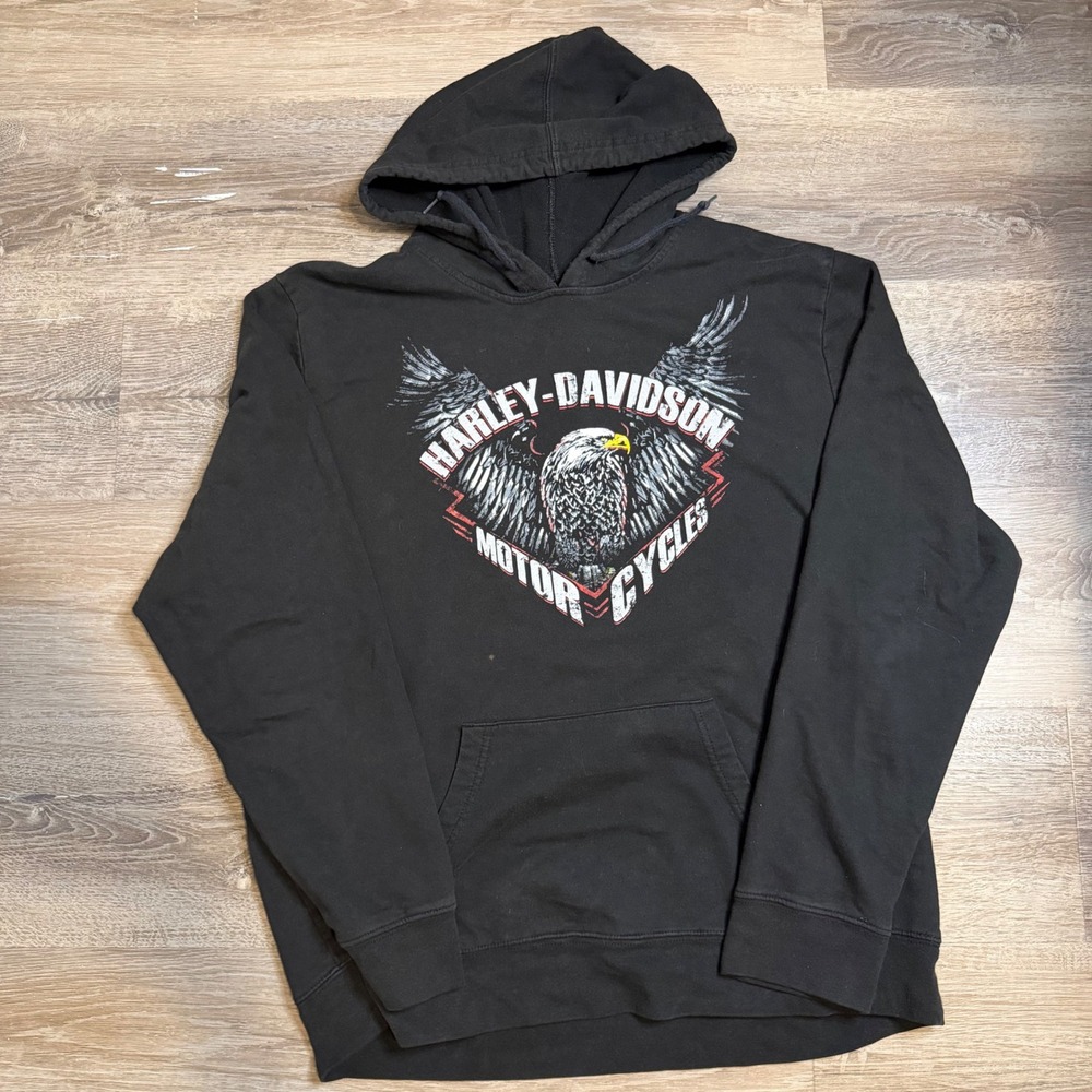 Harley-Davidson Indianapolis Southside Indiana Eagle Flames Hoodie Mens XL Black